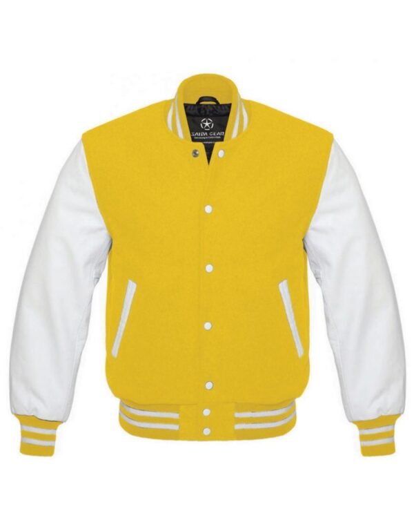 Mens Yellow And White Varsity Jacket