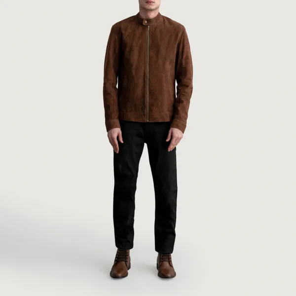 Men Zen Brown Suede Biker Jacket
