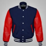 Men Baseball Red And Blue Varsity Jacket
