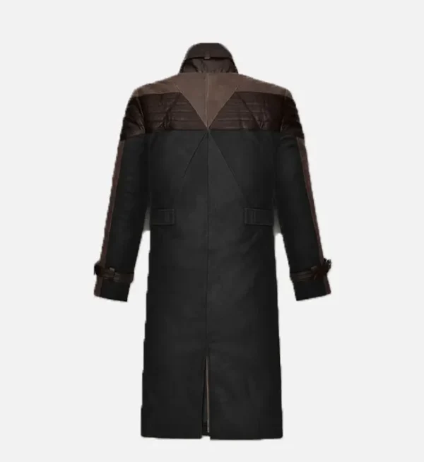 Men Black And Brown Leather Trench Coat