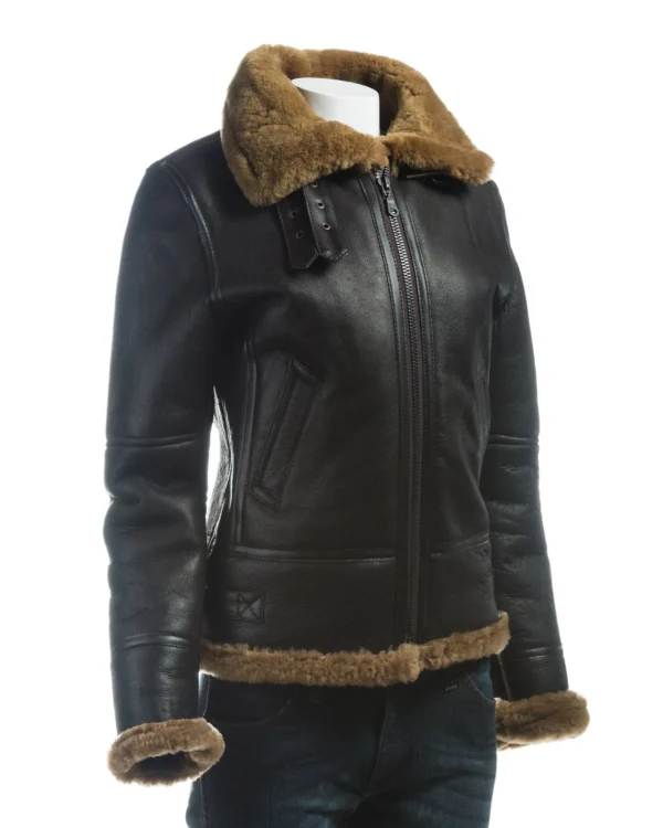 Women B3 Bomber Shearling Detachable Hood Jacket