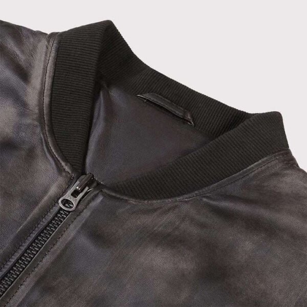 Men Distressed Varsity Style Leather Baseball Jacket