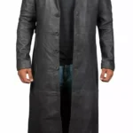 Mens Leather Black Winter Trench Coat