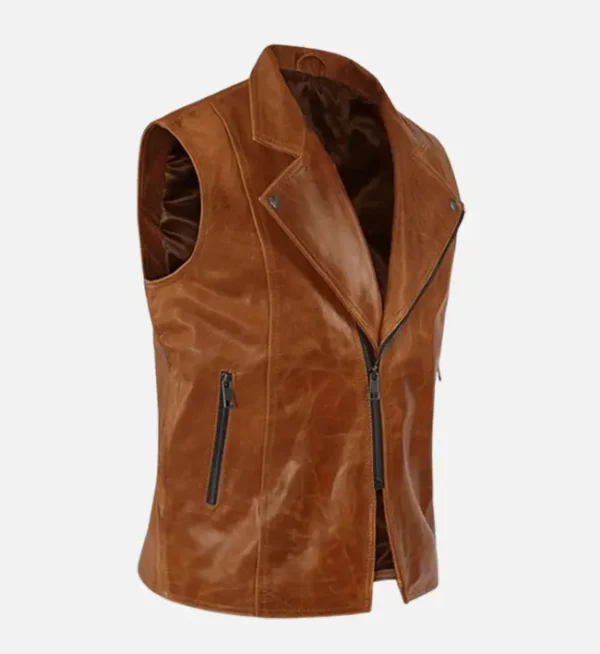 Men Riders Edge Brown Leather Vest