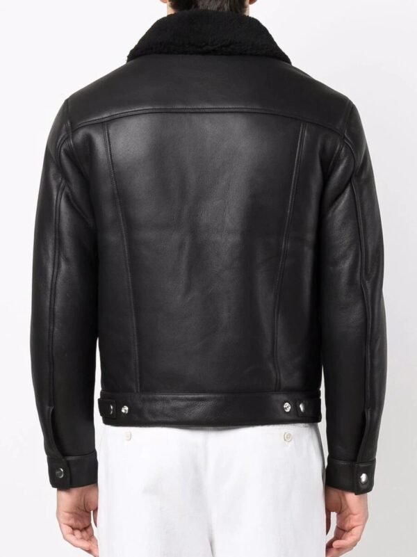 Men Black Leather Trucker Jacket