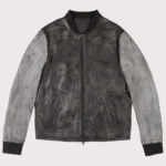 Men Distressed Varsity Style Leather Baseball Jacket