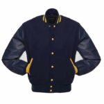 Mens Navy Blue and Yellow Varsity Jacket