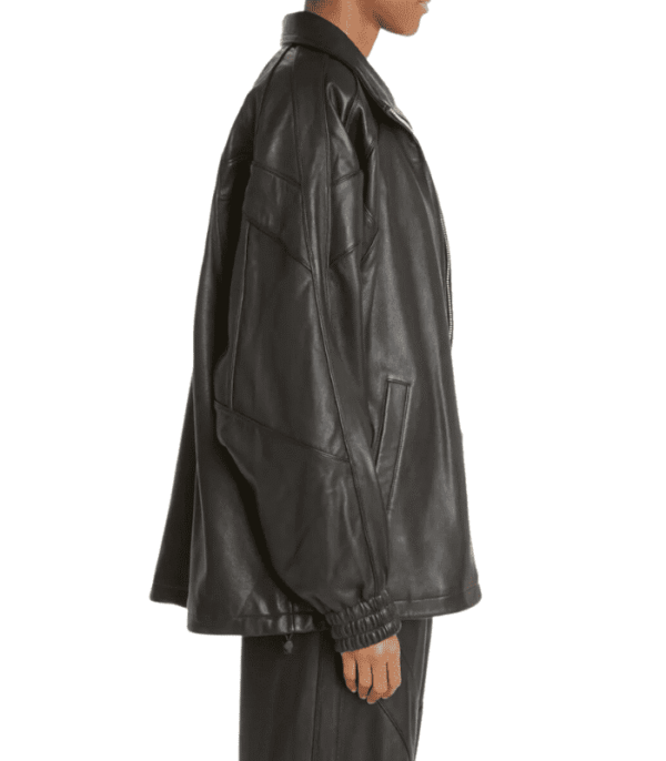 Women Oversized Black Bomber Leather Jacket