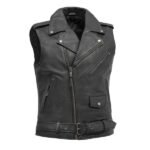 Men Stylish Black Leather Biker Vest