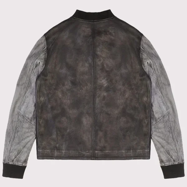 Men Distressed Varsity Style Leather Baseball Jacket