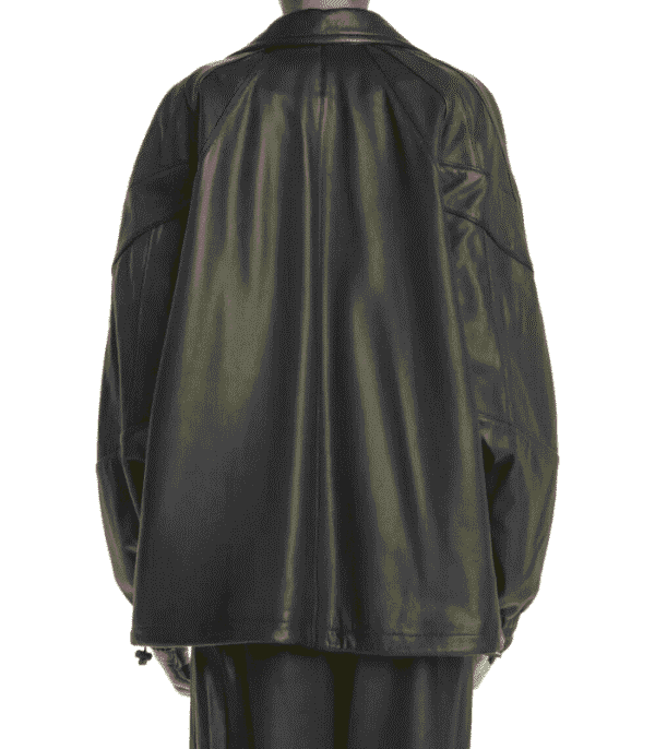Women Oversized Black Bomber Leather Jacket