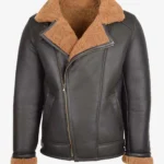 Men Timber Brown B3 Shearling Leather Bomber Jacket