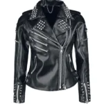 Women Black Studded Motorcycle Leather Jacket