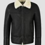 Men B3 Black And White Shearling Leather Jacket