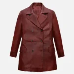 Women Bold Red Leather Coat