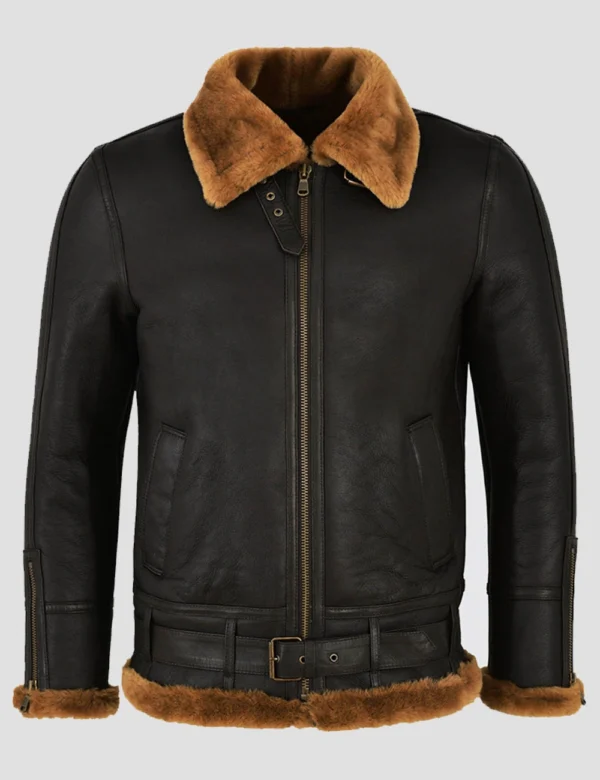 Men Dark Brown B3 Shearling Bomber Jackets