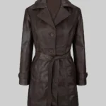 Women Stylish Chocolate Brown Leather Coat