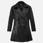 Women Black Classic Style Leather Coat