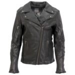 Women Classic Black Leather Motorcycle jacket