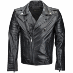 Men Constantine Ribbed Leather Biker Jacket