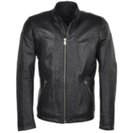 Men Black Motorcycle Full Grain Leather Jacket