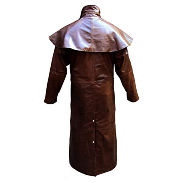 Mens Brown Leather Long Duster Coat