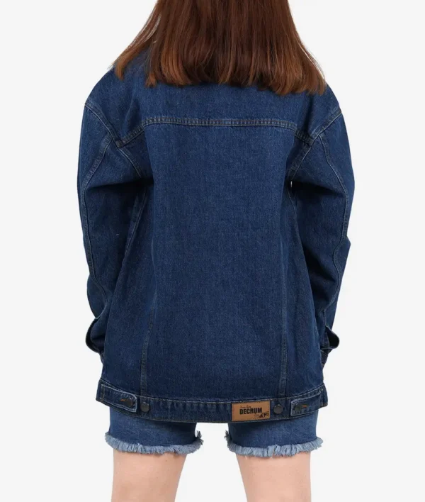 Womens Mid Blue Oversized Denim Jacket