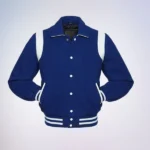 Men Royal blue And White Leather Sleeves Varsity jackets