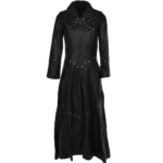 Women Black Long Length Studded Coat
