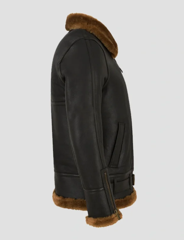 Men Dark Brown B3 Shearling Bomber Jackets