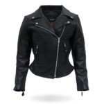 Women Braided Motorcycle Leather Biker Jacket