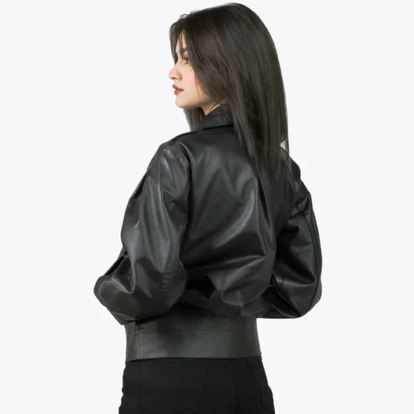 Women Black Tall Biker Leather Jacket
