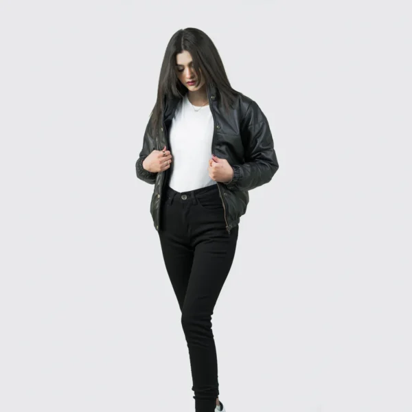 Women Tall Black Leather Jacket