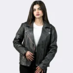 Women Tall Black Motorcycle Leather Jacket