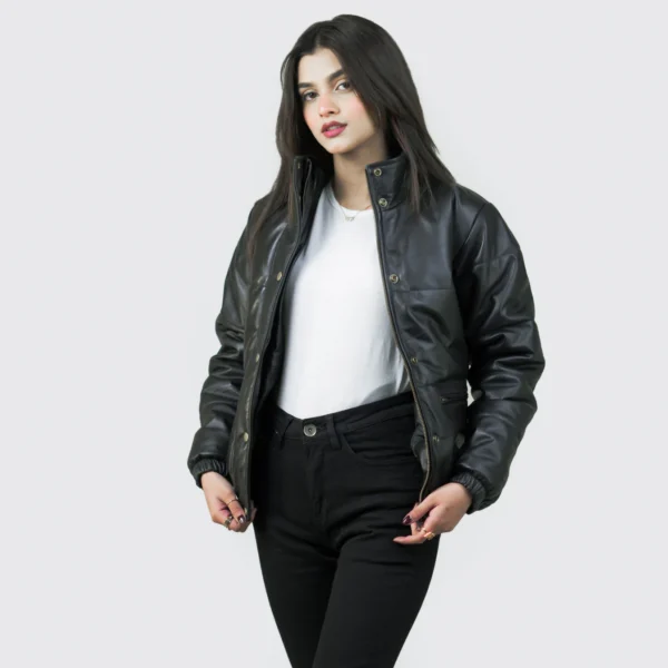 Women Tall Black Leather Jacket