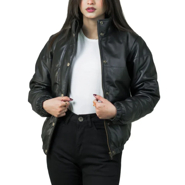 Women Tall Black Leather Jacket