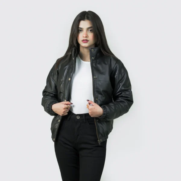 Women Tall Black Leather Jacket