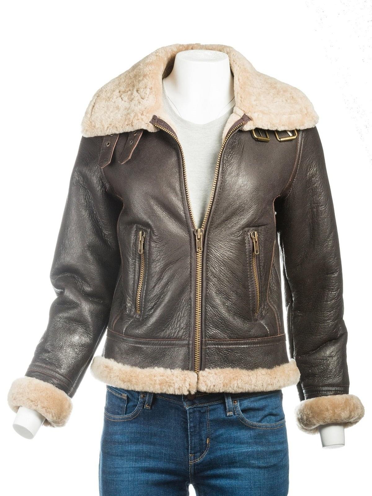 Women B3 Bomber Aviator Shearling Jacket